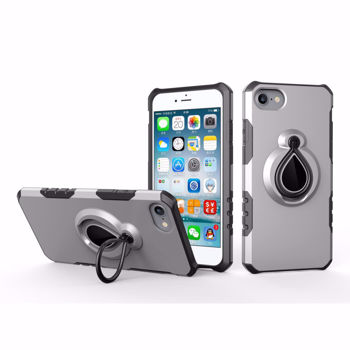 TPU Back Shell for iPhone 8/7 4.7 inch with 360 Degree Rotating Magnetic Finger Ring Kickstand - Silver