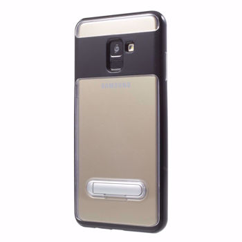 PC + TPU Kickstand Combo Cover  For Samsung Galaxy A8 (2018) Clear - Black