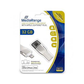 MediaRange 32GB USB 3.0 Stick με σύνδεση Lightning & USB-A Ασημί