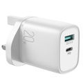 JOYROOM JR-QP2011 20W Dual Port Fast Charger QC3.0+PD Portable Mini Charger Block Cell Phone Wall Charger Adapter for iPhone 12/13 Series - White