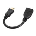 16cm Gold Plated Mini HDMI Male to HDMI 19 Pin Female Cable(Black)