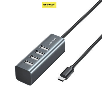 Awei CL-122T USB 2.0 Hub 4 Θυρών με σύνδεση USB-C Γκρι