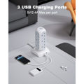 Tessan Supplier 15-in-1 Power Strip Tower With 12 AC Outlets+ 3 USB Ports