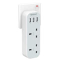 TESSAN Multi Plug Extension Double Plug Adaptor with 2 Outlets and 3 USB Ports