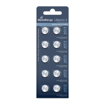 MediaRange Premium Alkaline Coin Cells, AG13|LR44|1.5V, Pack 10