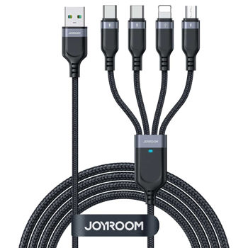Joyroom Multi-Use Series S-A18 4in1 USB-A - USB-C / USB-C / Lightning / micro USB cable 1.2m - black Joyroom Multi-Use Series S-A18 4in1 USB-A - USB-C / USB-C / Lightning / micro USB cable 1.2m - black
