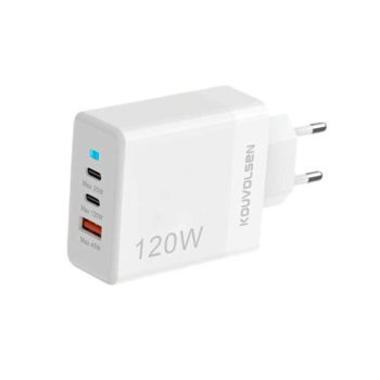 KOUVOLSEN Αντάπτορας φόρτισης Fast Charge με 3 θύρες USB-A & Type-C – 120W CX-180B – White
