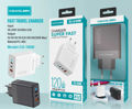 KOUVOLSEN Αντάπτορας φόρτισης Fast Charge με 3 θύρες USB-A & Type-C – 120W CX-180B – White