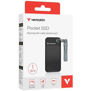 Verbatim Pocket SSD 1TB External SSD USB 3.2 Gen 2, up to 1000MB/s Read & Write Portable Hard Drive for PC, Mac & Console, Black/Grey