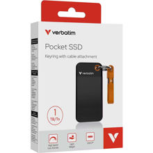 Verbatim Pocket SSD 1TB External SSD USB 3.2 Gen 2, up to 1000MB/s Read & Write Portable Hard Drive for PC, Mac & Console, Black/Orange