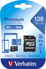Verbatim 128GB Premium microSDXC Memory Card with Adapter