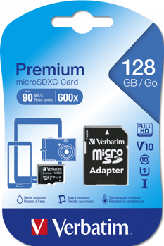 Verbatim 128GB Premium microSDXC Memory Card with Adapter