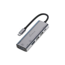 MediaRange MRCS519 USB Type-C 6-in-1 Multiport Adapter με HDMI 4K, USB 3.0, SD/MicroSD & USB-C PD 87W - Ασημί